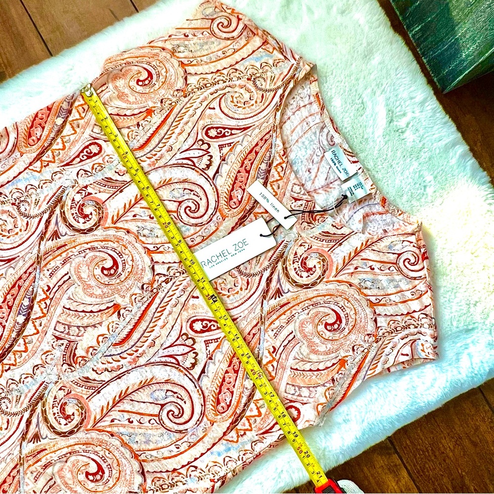 Rachel Zoe Linen To Love 100% Linen Paisley Print Size Small NWT - Picture 13 of 13